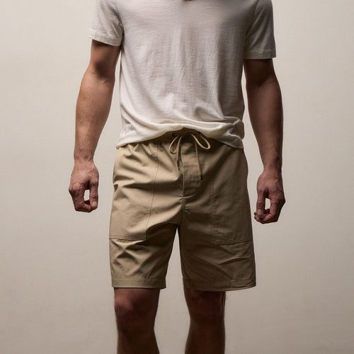 Men's Fine Cotton Twill Patch Pocket Short Light Khaki